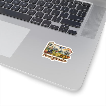 ColorFlow | Pennsylvania Keystone Legacy Vinyl Sticker | Historic Bridges City Skyline and Rural Fields Art