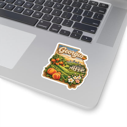 ColorFlow | Georgia Peach State Charm Vinyl Sticker | Southern Estate Orchards and Classic Landscape Art