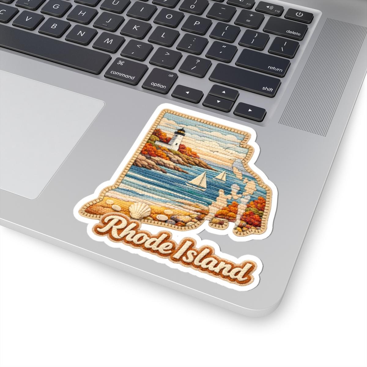 ColorFlow | Rhode Island Oceanlight Vinyl Sticker | Coastal Cliffs Sailboats Lighthouse and New England Shore Art
