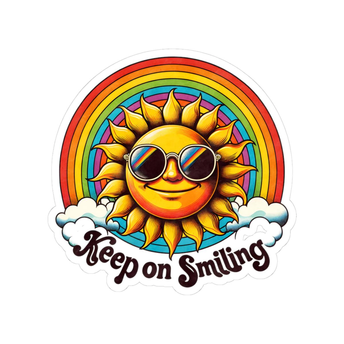 ColorFlow | Keep on Smiling Sunshine Rainbow Retro Positivity Wall Art Vinyl Sticker