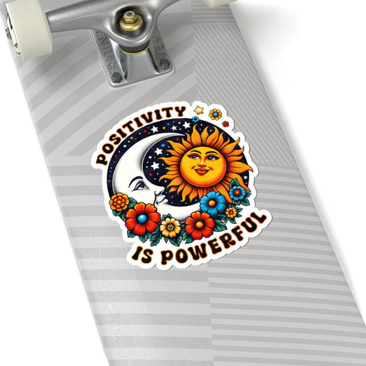 ColorFlow | Positivity Is Powerful Sun Moon Celestial Floral Vintage Art Vinyl Sticker