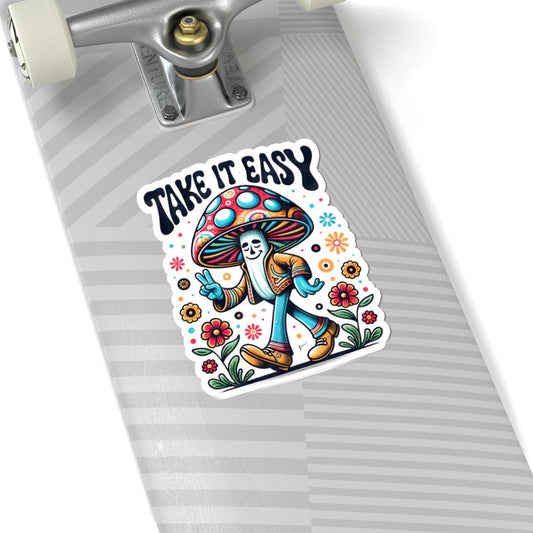 ColorFlow | Take It Easy Peace Sign Mushroom Groovy Retro Floral Art Vinyl Sticker