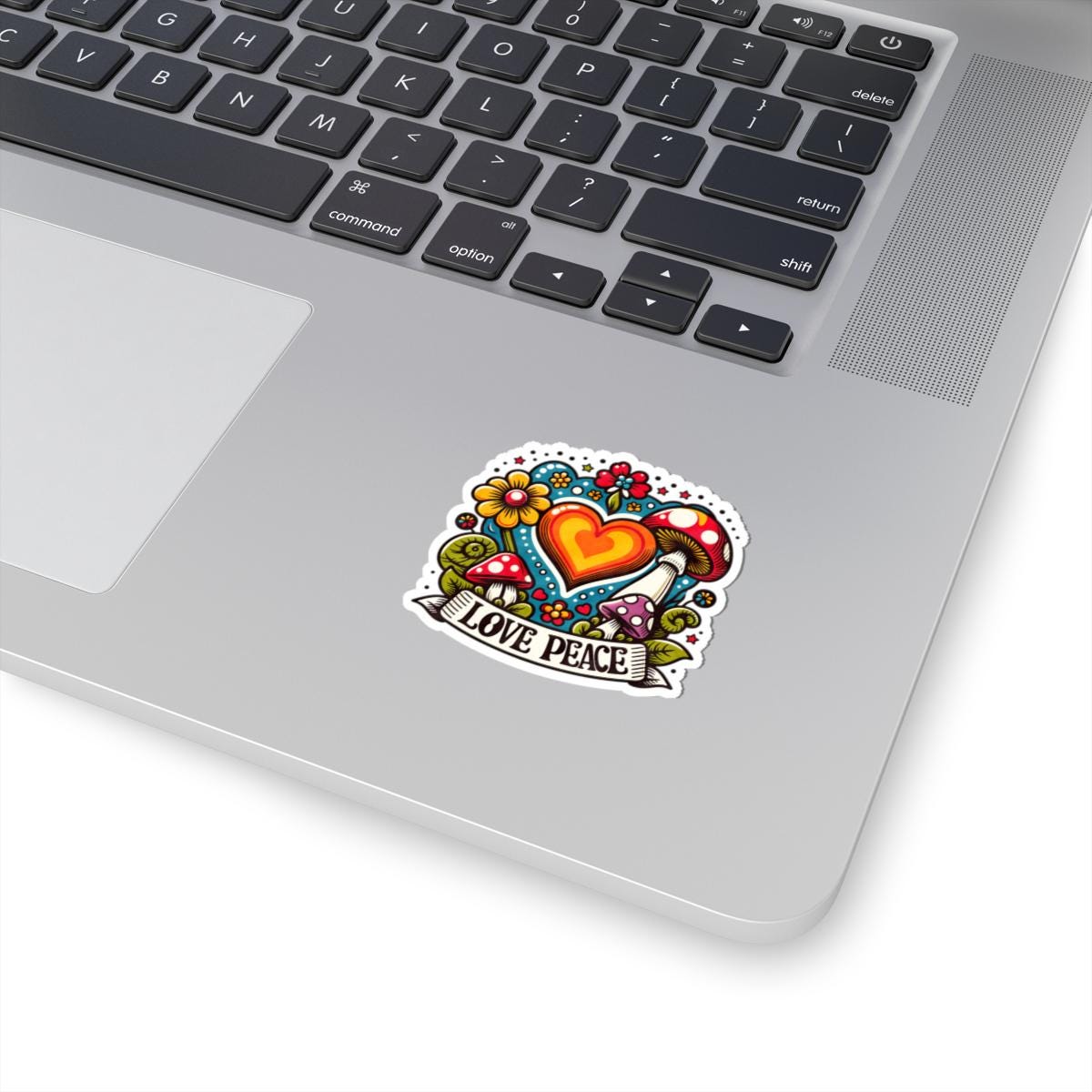 ColorFlow | Love Peace Retro Heart Mushroom Hippie Floral Art Vinyl Sticker