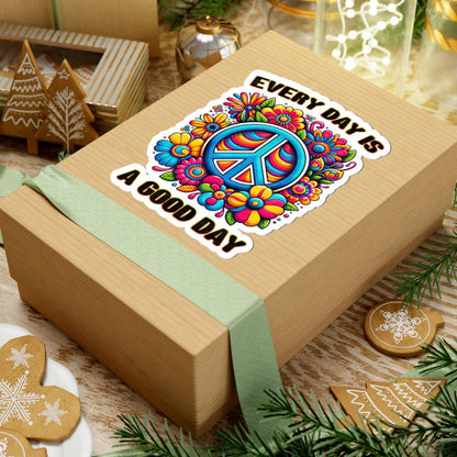 ColorFlow | Every Day Is a Good Day Peace Sign Floral Retro Positivity Art Vinyl Sticker