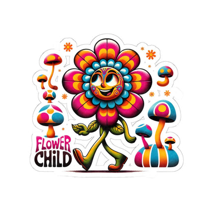 ColorFlow | Flower Child Groovy Smiling Daisy Mushroom Retro Hippie Art Vinyl Sticker