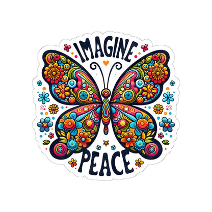 ColorFlow | Imagine Peace Colorful Butterfly Floral Retro Boho Art Vinyl Sticker