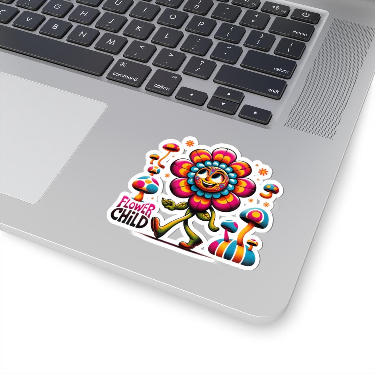 ColorFlow | Flower Child Groovy Smiling Daisy Mushroom Retro Hippie Art Vinyl Sticker