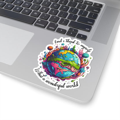 ColorFlow | What a Wonderful World Colorful Earth Retro Positivity Art Vinyl Sticker