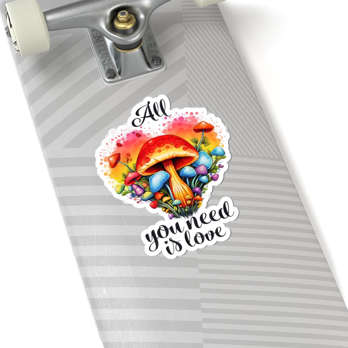 ColorFlow | All You Need Is Love Psychedelic Mushroom Heart Retro Hippie Floral Art Vinyl Sticker