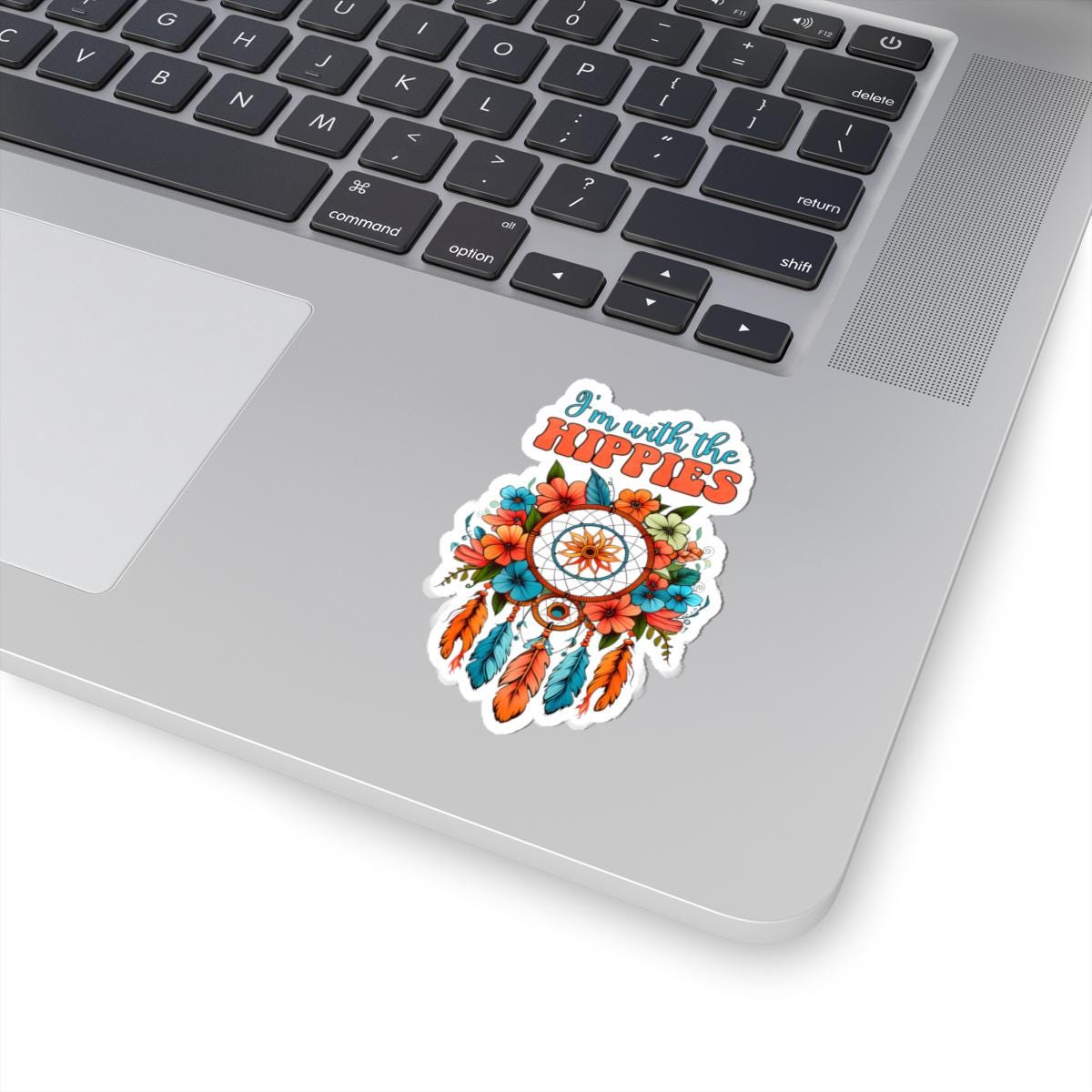 ColorFlow | Im With the Hippies Floral Dreamcatcher Boho Retro Peace Art Vinyl Sticker