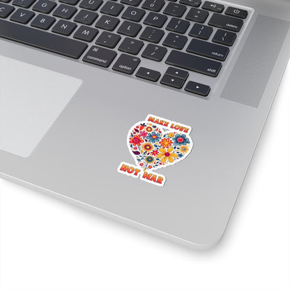 ColorFlow | Make Love Not War Floral Heart Retro Peace Hippie Art Vinyl Sticker