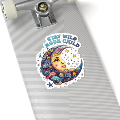 ColorFlow | Stay Wild Moon Child Celestial Moon Face Cosmic Boho Art Vinyl Sticker
