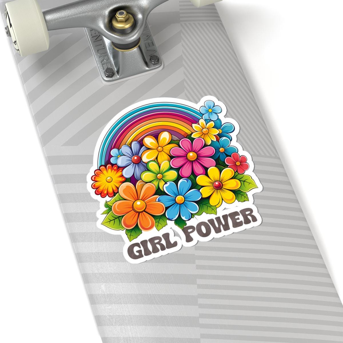 ColorFlow | Girl Power Rainbow Floral Feminist Retro Flower Power Art Vinyl Sticker
