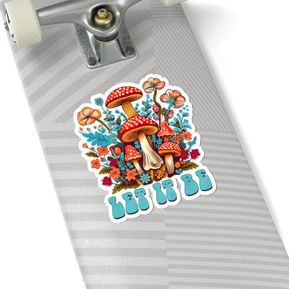 ColorFlow | Let It Be Psychedelic Mushroom Garden Whimsical Retro Nature Art Vinyl Sticker