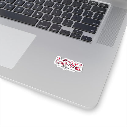 ColorFlow | Love Is All You Need Floral Peace Sign Romantic Retro Art Vinyl Sticker