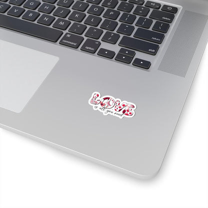 ColorFlow | Love Is All You Need Floral Peace Sign Romantic Retro Art Vinyl Sticker