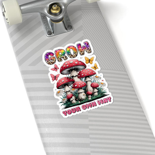 ColorFlow | Grow Your Own Way Mushroom Garden Whimsical Nature Retro Art Vinyl Sticker