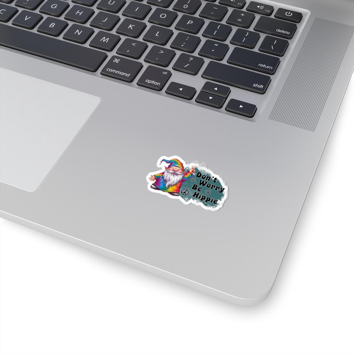 ColorFlow | Dont Worry Be Hippie Tie Dye Gnome Peace Retro Positivity Art Vinyl Sticker