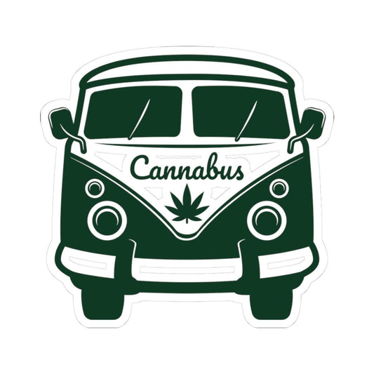 ColorFlow | Cannabus Retro Camper Vinyl Sticker | Vintage Van Cannabis Leaf Illustration Design