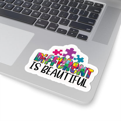 ColorFlow | Different Is Beautiful Vinyl Sticker | Colorful Puzzle Pieces Autism Positivity