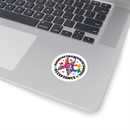 ColorFlow | Awareness Understanding Acceptance Vinyl Sticker | Autism Ribbon Puzzle Circle Unity Design