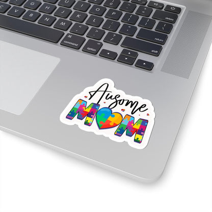 ColorFlow | Ausome Mom Vinyl Sticker | Puzzle Heart Autism Proud Parent