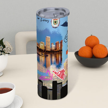ColorFlow | Virginia Skinny Tumbler | State Pride License Plate Collage | Landmark Travel Design | 20oz Stainless Steel Cup