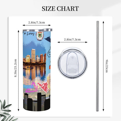 ColorFlow | Virginia Skinny Tumbler | State Pride License Plate Collage | Landmark Travel Design | 20oz Stainless Steel Cup