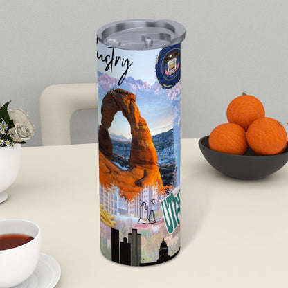 ColorFlow | Utah State Pride Tumbler | Industry Delicate Arch Mountain Scenic | 20oz Skinny Stainless Steel With Straw