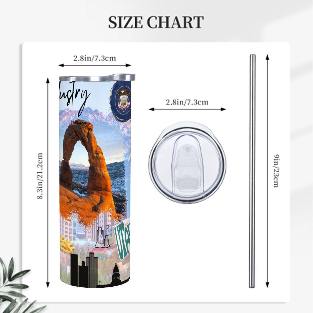 ColorFlow | Utah State Pride Tumbler | Industry Delicate Arch Mountain Scenic | 20oz Skinny Stainless Steel With Straw