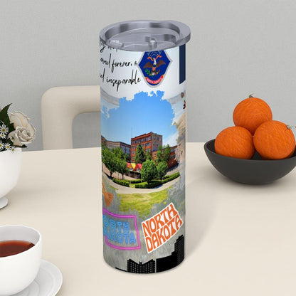 ColorFlow | North Dakota Whimsical State Map 20oz Skinny Tumbler | Cute Landmark Illustration Midwest Pride