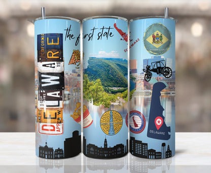 ColorFlow | Delaware State Pride Tumbler | The First State Scenic River Valley | 20oz Skinny Stainless Steel With Straw