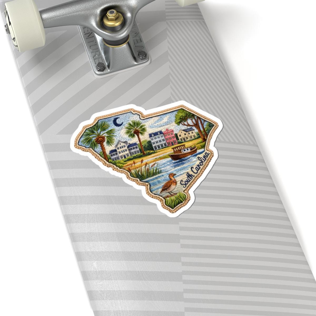 ColorFlow | South Carolina Lowcountry Scene Vinyl Sticker | Coastal Homes Palms and Marshland Artwork