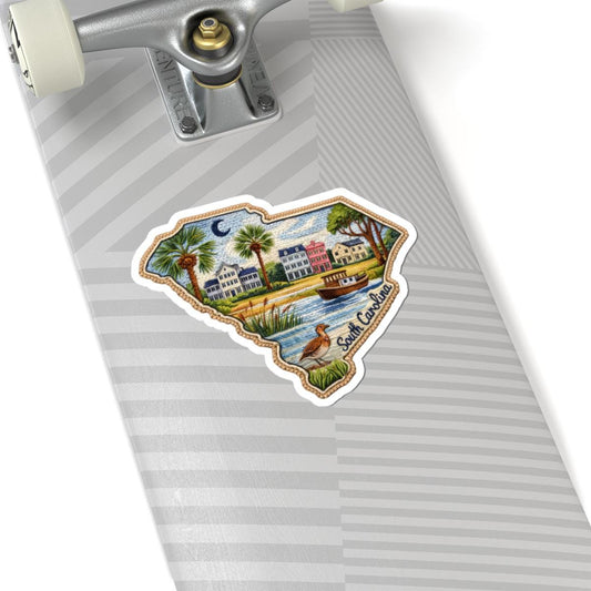 ColorFlow | South Carolina Lowcountry Scene Vinyl Sticker | Coastal Homes Palms and Marshland Artwork