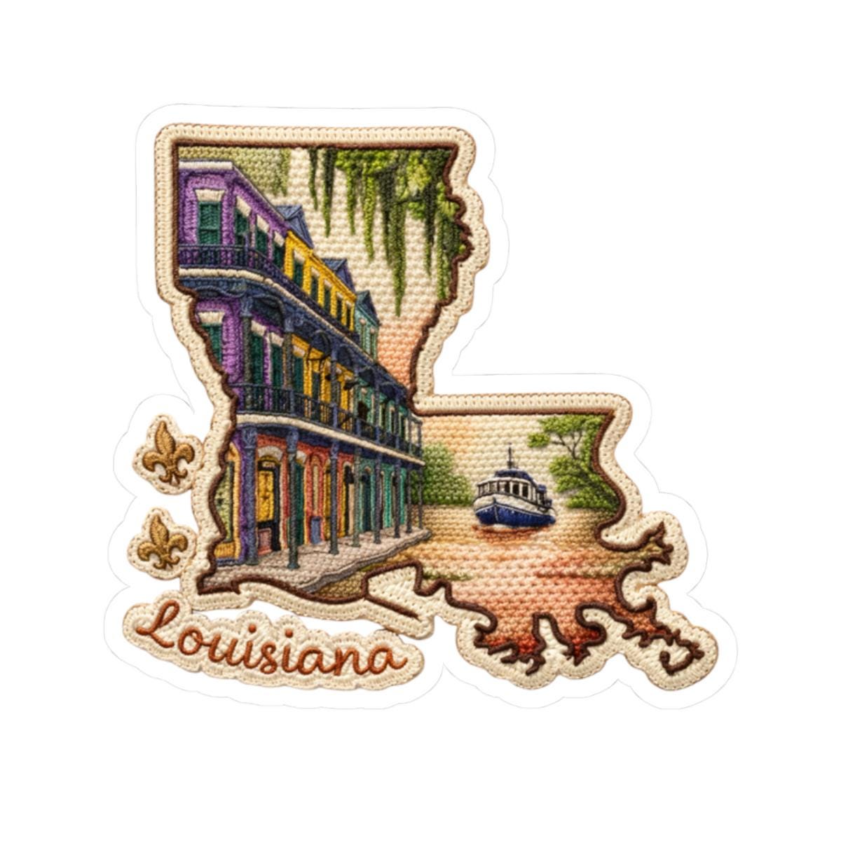 ColorFlow | Louisiana French Quarter Spirit Vinyl Sticker | New Orleans Architecture Riverboat Bayou Art