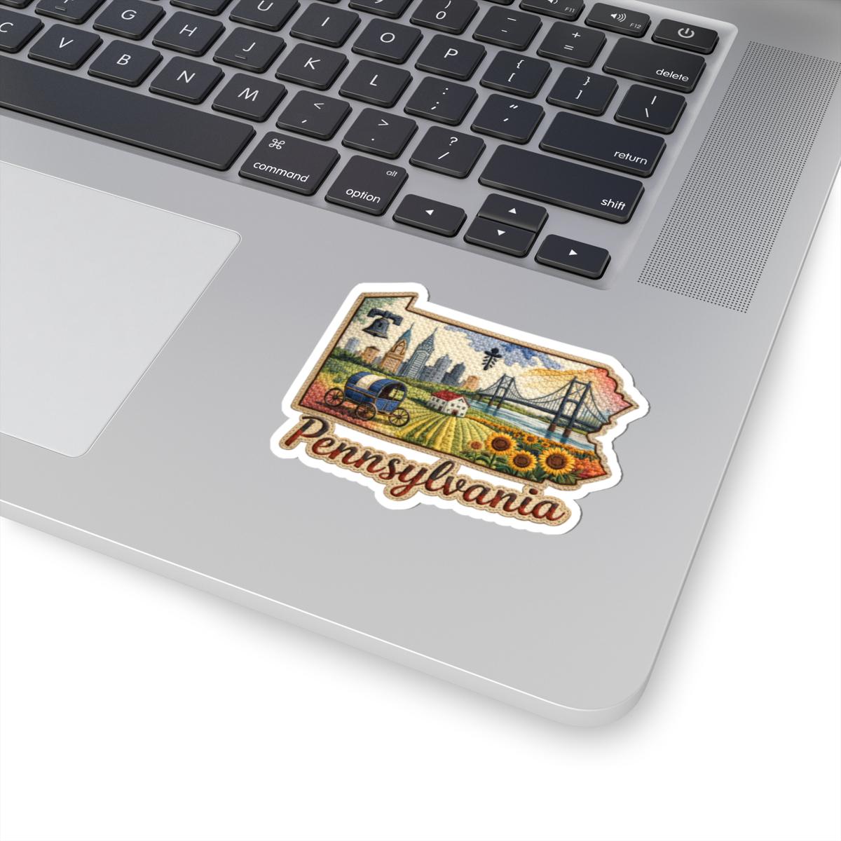 ColorFlow | Pennsylvania Keystone Legacy Vinyl Sticker | Historic Bridges City Skyline and Rural Fields Art