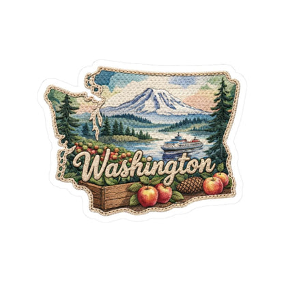 ColorFlow | Washington Evergreen Majesty Vinyl Sticker | Mountain Peaks Forest Shores and Pacific Northwest Art