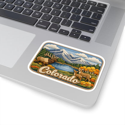 ColorFlow | Colorado Alpine Wilderness Vinyl Sticker | Mountain Lake Elk and Scenic Rocky Range Art