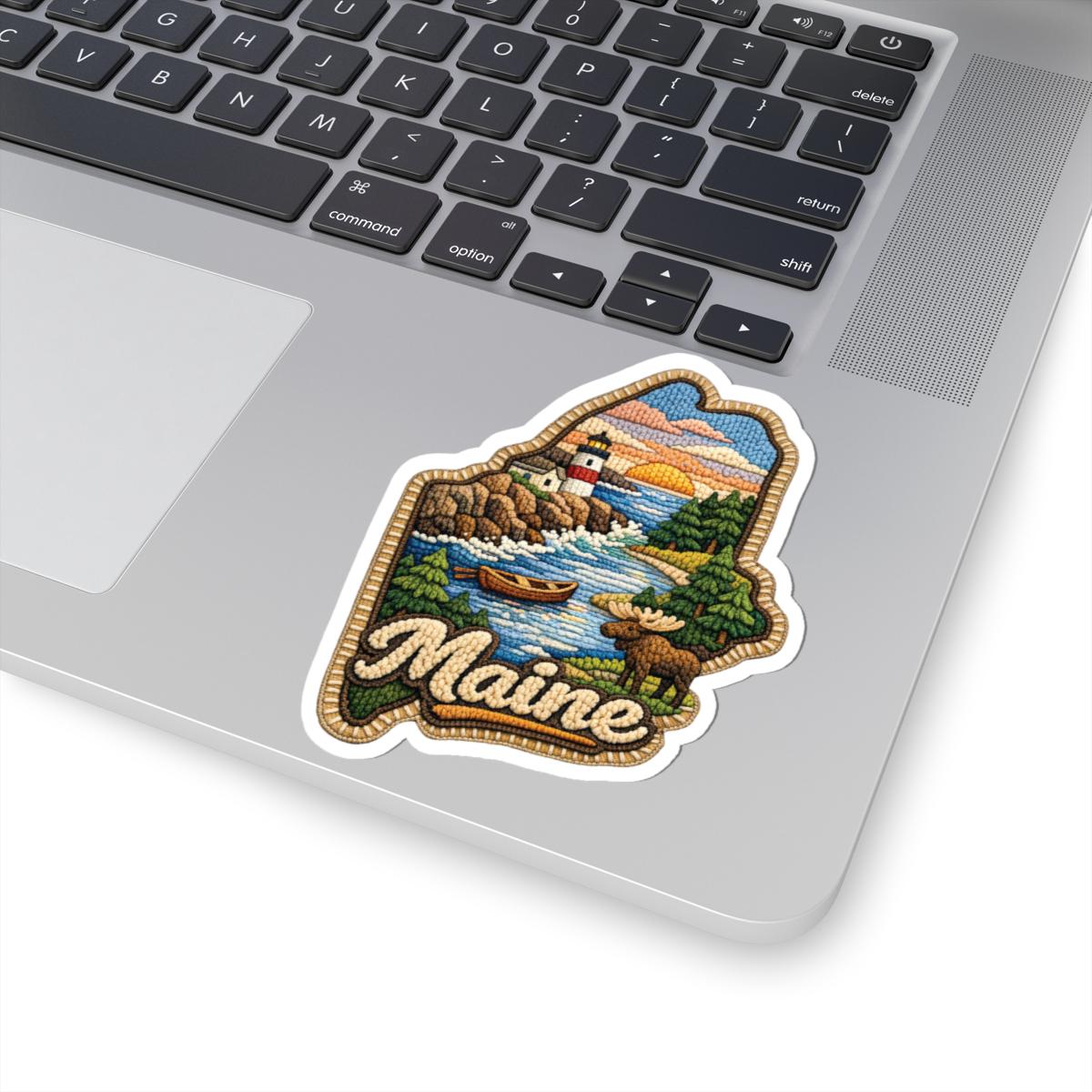 ColorFlow | Maine Coastal Wilderness Vinyl Sticker | Lighthouse Pine Shores Canoe and Northern Seascape Art