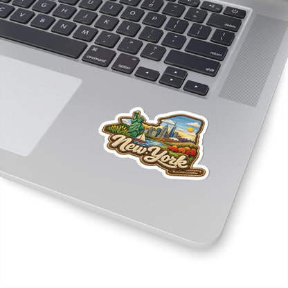 ColorFlow | New York Empire Horizons Vinyl Sticker | Liberty Harbor Skyline Hills and Scenic State Art