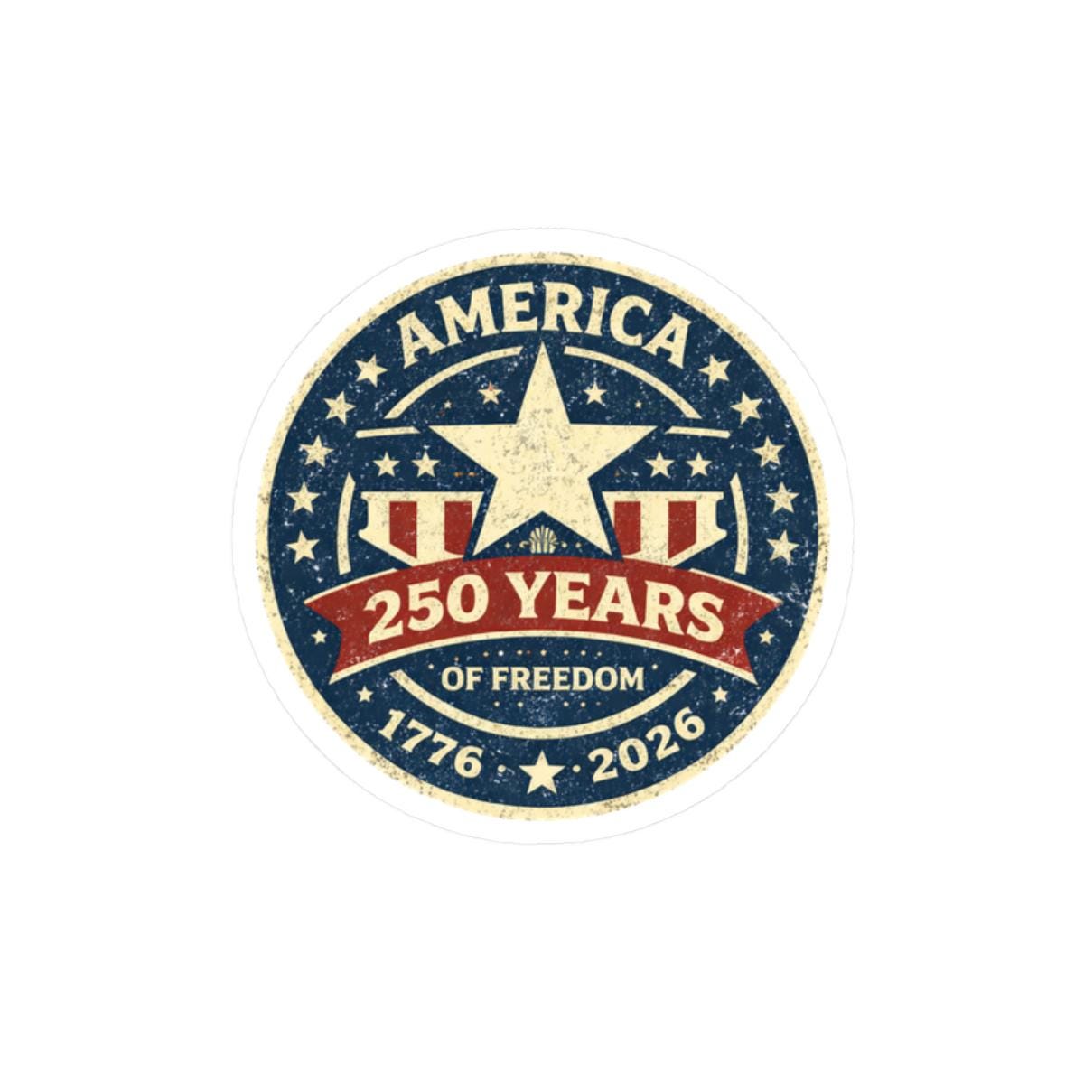 ColorFlow | America 250 Years Freedom Patriotic Star Shield Anniversary Vinyl Sticker