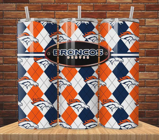 ColorFlow | Denver Broncos Inspired Heritage Argyle 20oz Skinny Tumbler Design