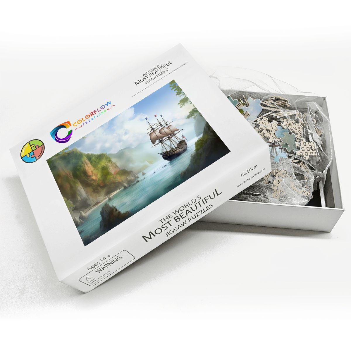 ColorFlow | Hidden Cove Expedition Wooden Jigsaw Puzzle Coastal Escape Art Puzzle