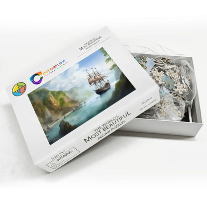 ColorFlow | Hidden Cove Expedition Wooden Jigsaw Puzzle Coastal Escape Art Puzzle