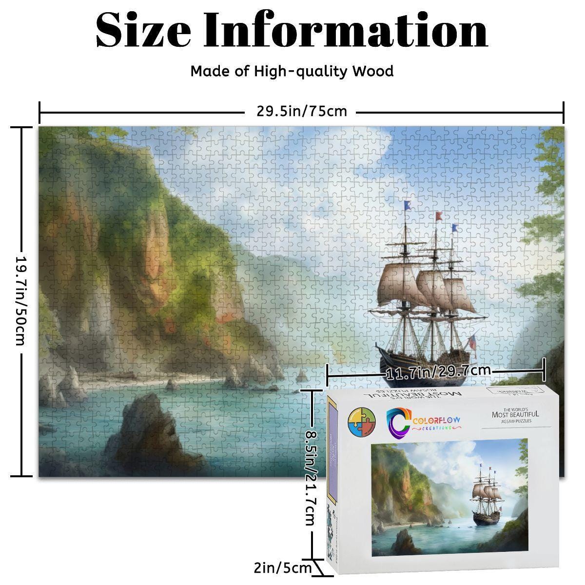ColorFlow | Hidden Cove Expedition Wooden Jigsaw Puzzle Coastal Escape Art Puzzle