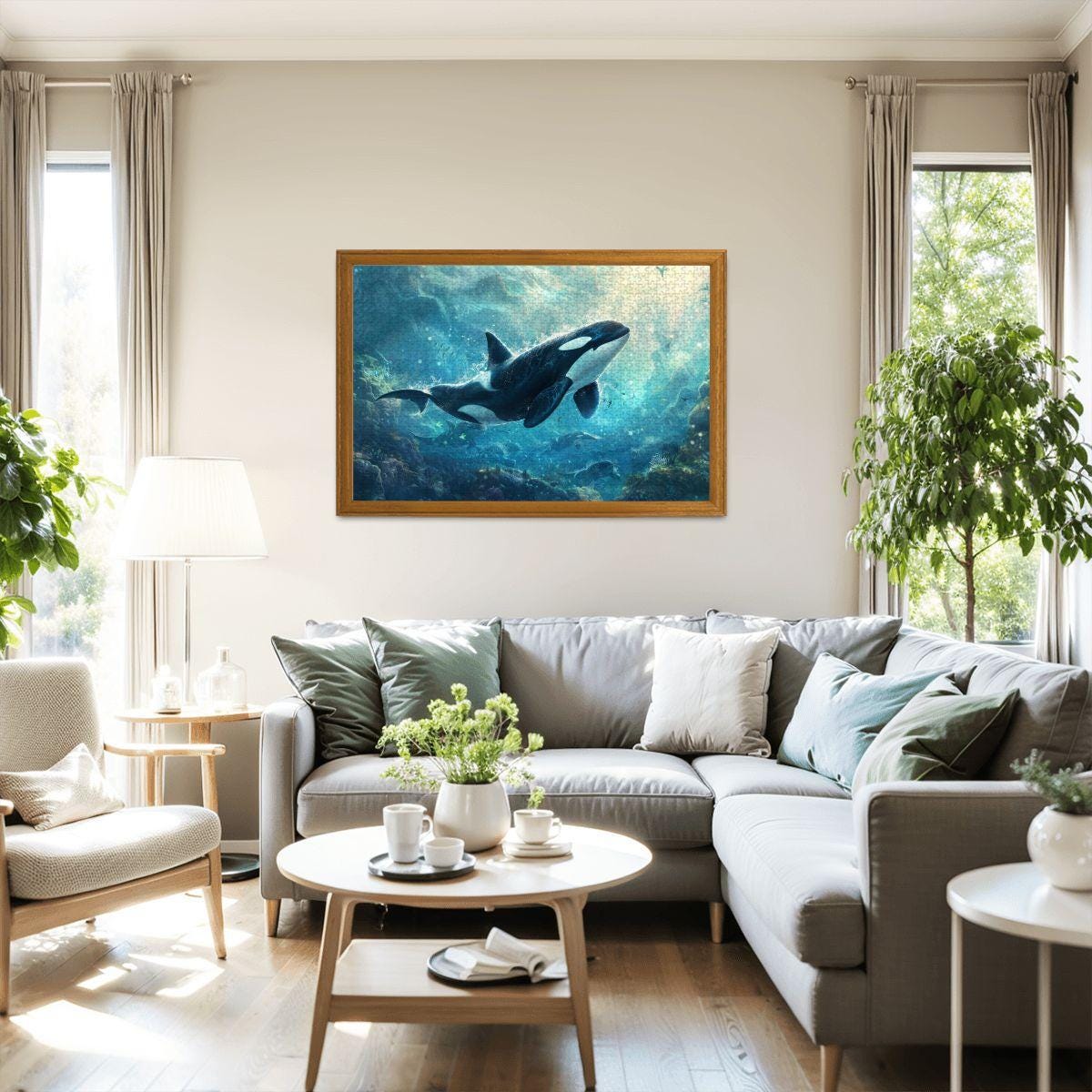 ColorFlow | Ocean Guardian Orca Wooden Jigsaw Puzzle Majestic Marine Life Art Puzzle