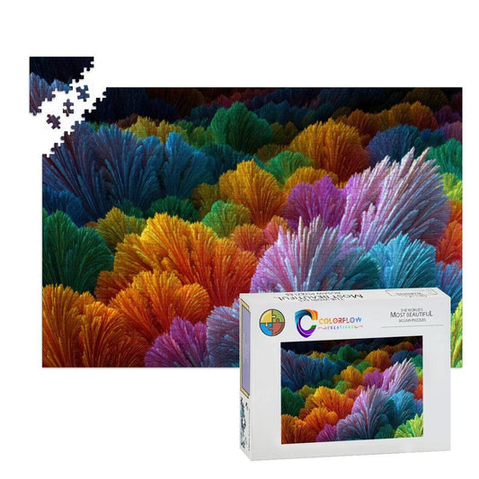 ColorFlow | Chromatic Bloom Field Wooden Jigsaw Puzzle Vibrant Abstract Art Inspired Puzzle