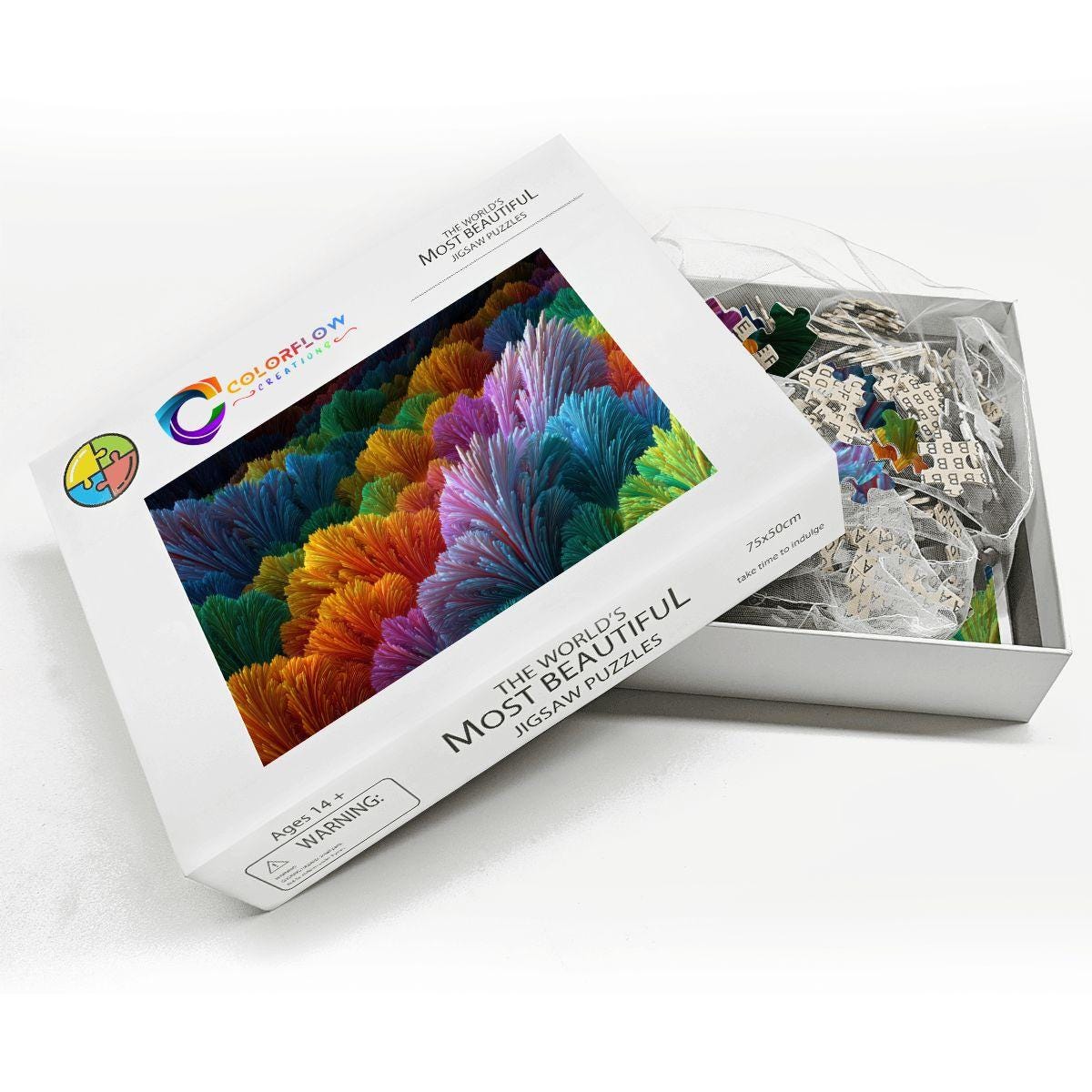 ColorFlow | Chromatic Bloom Field Wooden Jigsaw Puzzle Vibrant Abstract Art Inspired Puzzle