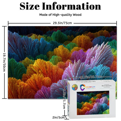 ColorFlow | Chromatic Bloom Field Wooden Jigsaw Puzzle Vibrant Abstract Art Inspired Puzzle