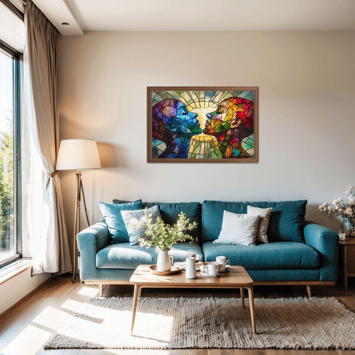 ColorFlow | Stained Glass Connection Wooden Jigsaw Puzzle Human Spirit Art Inspired Puzzle